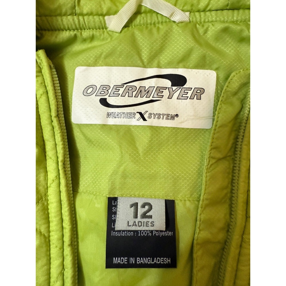 Obermeyer Women's Quilted Puffer Jacket‎ Ski Coat Green Lime Womens 12 - Picture 2 of 3